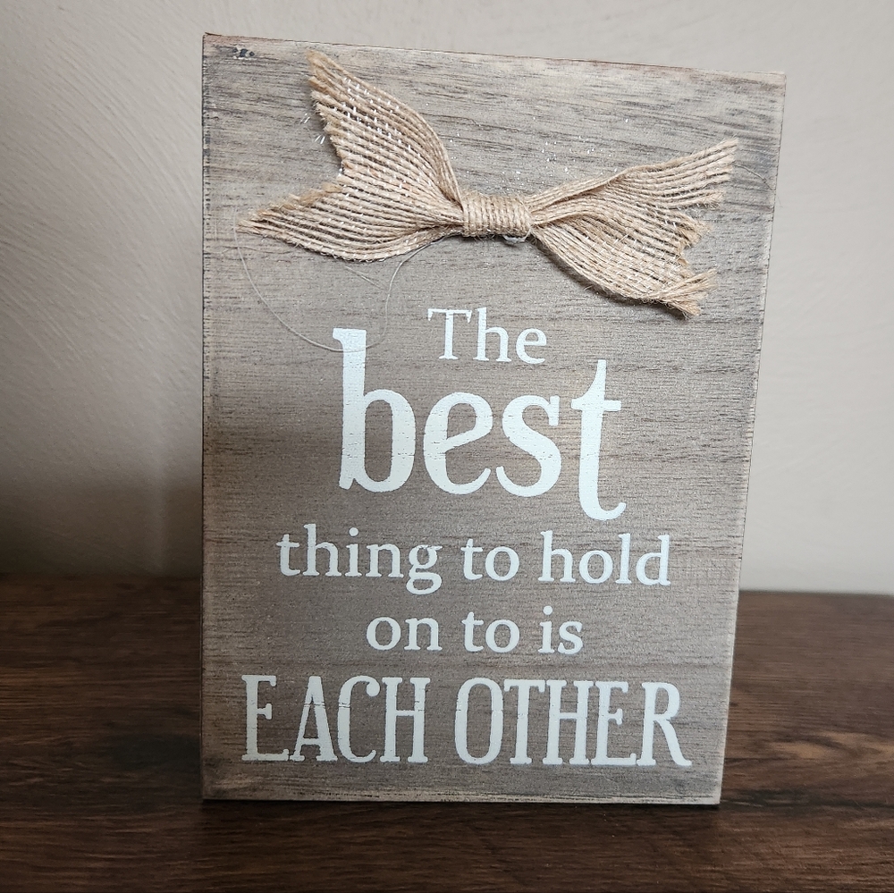 Rustic Wooden Sign in Brown and White